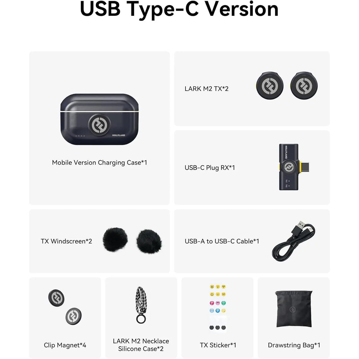 Hollyland Lark M2 USB-C Mini Lapel Noise Cancellation Wireless Microphone for Video Recording, Streaming