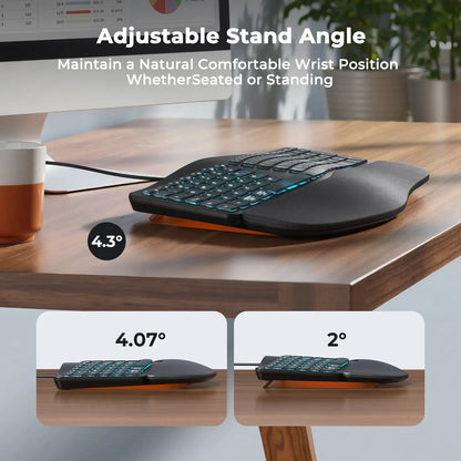 MEETION Ergonomic Design Wired RGB Lighting Keyboard, Cyberpunk Look Translucent Aesthetics, 7-Color Transparent Backlit Keys, 4 Brightness Levels, Dynamic Breathing Effect, Comfortable Wrist Rest, USB-A/USB-C Adapter for Windows Mac Laptops & Computers