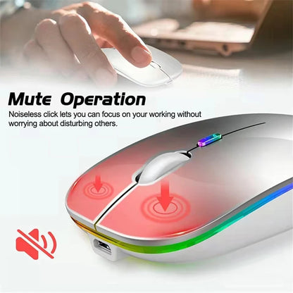 LED Wireless Mouse USB Rechargeable Bluetooth-Compatible RGB Mouse Silent Ergonomic Mouse with Backlight for Laptop PC Ipad