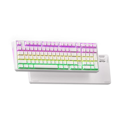 XVX M98 Lumina Full-Size Tri-Mode Wireless Mechanical Keyboard with Number Pad, Bt5.0/2.4Ghz/Usb-C, Pre-Lubed Hot Swappable Switches, Gasket Structure, 8000Mah, RGB Backlit, Creamy Keyboard for Pcs/Macs, Mechanical Input, Gaming & Office Use